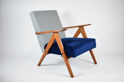 KOMPAS tweekleurige blauwe fauteuil
