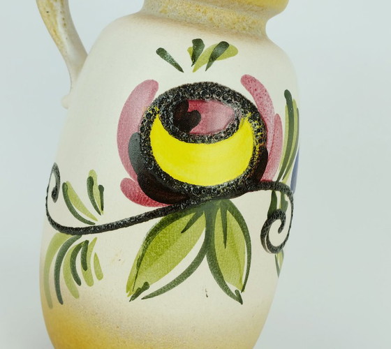 Image 1 of Vintage Scheuwich vaas uit het midden van de vorige eeuw, kleurrijk met lavasteenbloemen, model 484-27