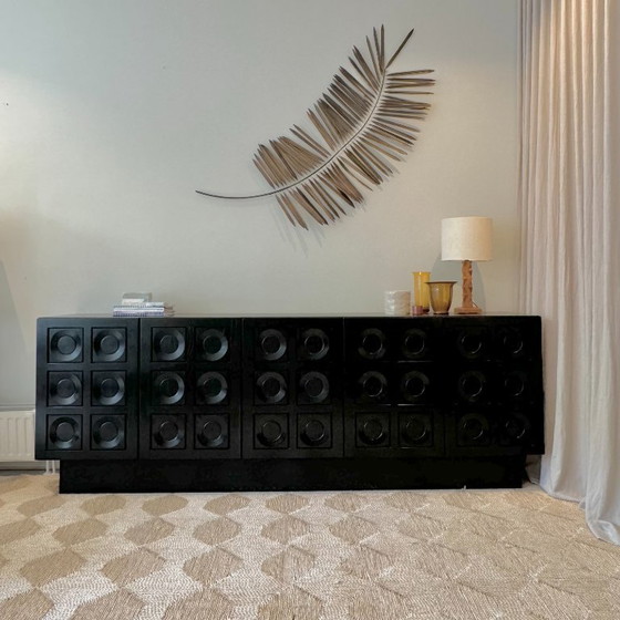 Image 1 of Brutalist Sideboard in black oak - Belgian