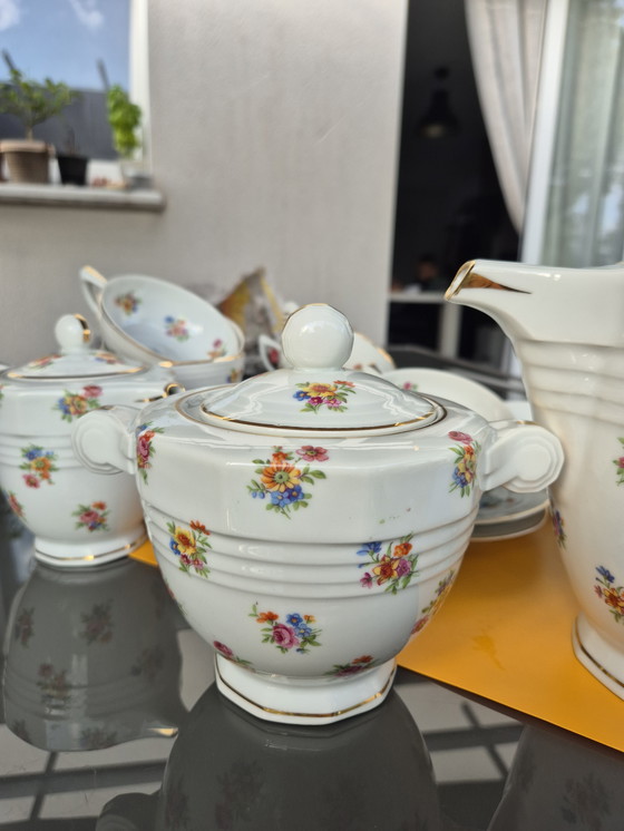 Image 1 of ULIM Limoges theeservies - années 50/60 - Bloemenporselein in landelijke stijl