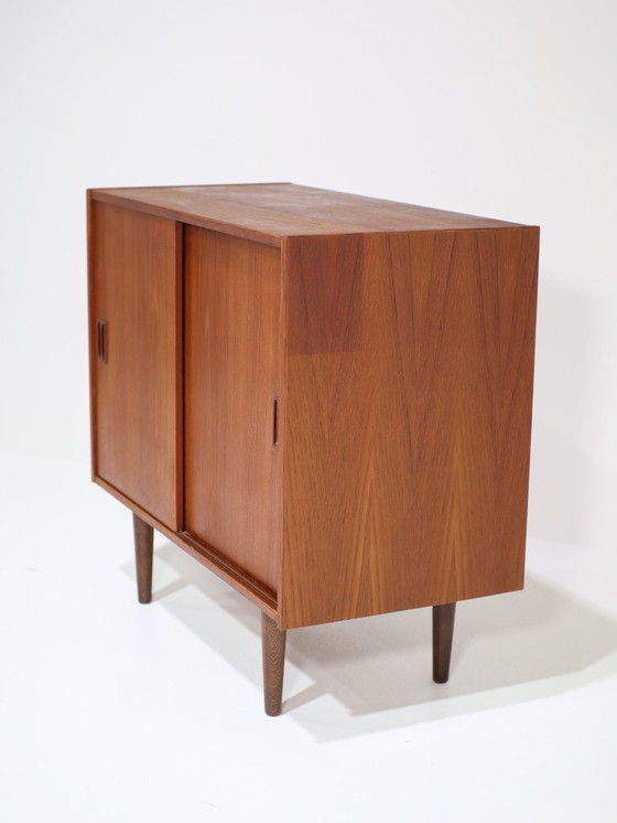 Image 1 of Danish vintage teak wood sliding door cabinet