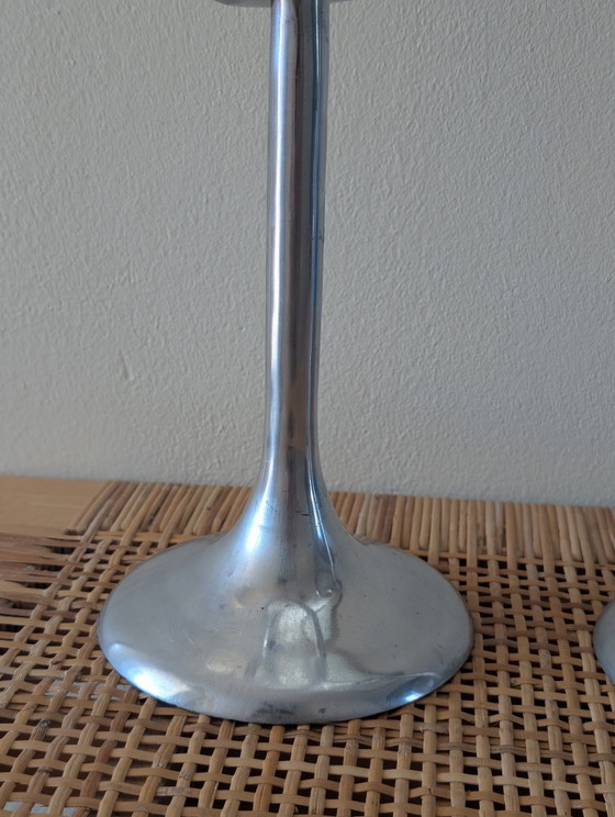 Large Knot Italian Aluminum Brutalist 1970s Candle Holder Set – Aluminium (photo 5 of 5)