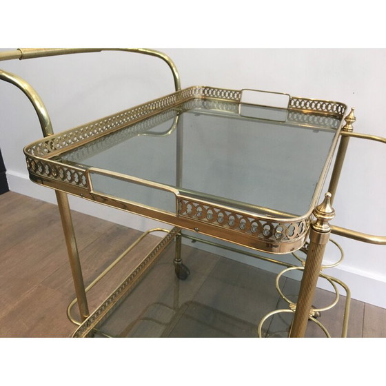 Image 1 of Vintage brass coffee table with neoclassical top, 1940