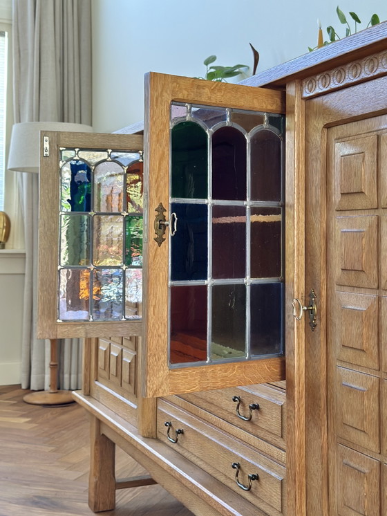 Image 1 of Vintage wandmeubel highboard Deens Henning Kjærnulf jaren 70