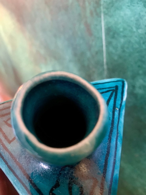 Vaso/Fiasca antico in ceramica persiana turchese - Stile Qajar – Vasi (photo 12 of 15)