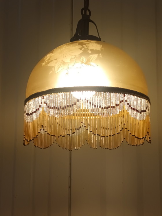 Koppel Vintage Hanglamp Met Kralen – Hanglampen, Copper, Glass (photo 3 of 15)