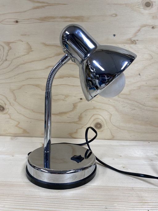 Lampe de bureau à col de cygne chromée