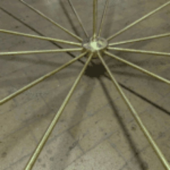 Sputnik Chandelier with 12 Brass Arms and White Shades, Metal, Mid Century Modern (photo 5 of 5)