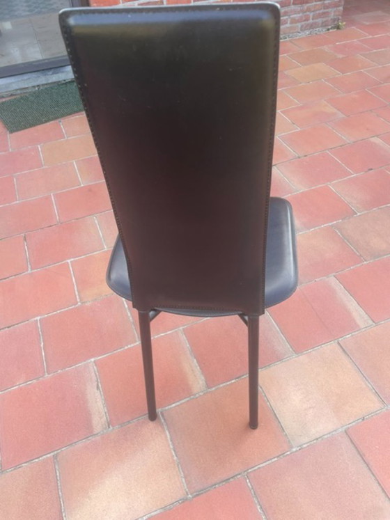 4 Ou 6 Chaises de salle à manger design en cuir noir (Design italien) – Metal, Leather (photo 3 of 10)