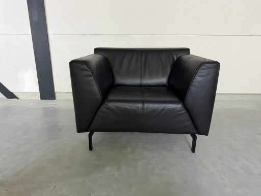 Rolf Benz Linea Poltrona - Pelle Nera – fauteuils, polished steel, Leather