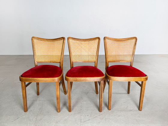 Image 1 of Conjunto original de tres sillas Thonet A811/1 Josef Hoffmann 1951 Tapizadas
