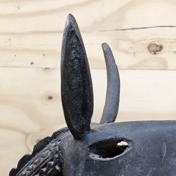 Image 1 of Groot Bronzen beeld Afrikaanse krijger op paard (Dogon stam) 