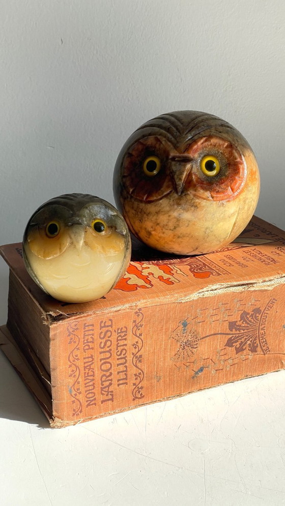 Image 1 of Fermalibri vintage a forma di gufo in marmo