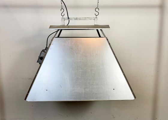 Image 1 of Grande lampada a sospensione industriale in argento di Elektrosvit, anni '70