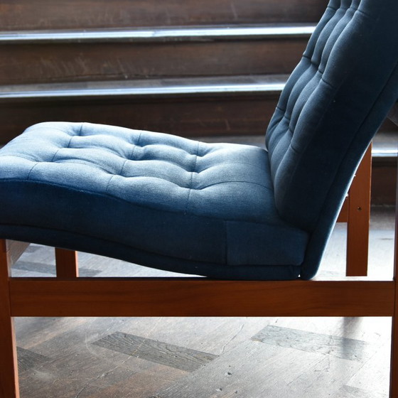 Set of 3 Teak Easy Chairs Ole Gjerlov Knudsen & torben Lind, France & Søn, Armchairs, Textile, Blue (photo 10 of 14)