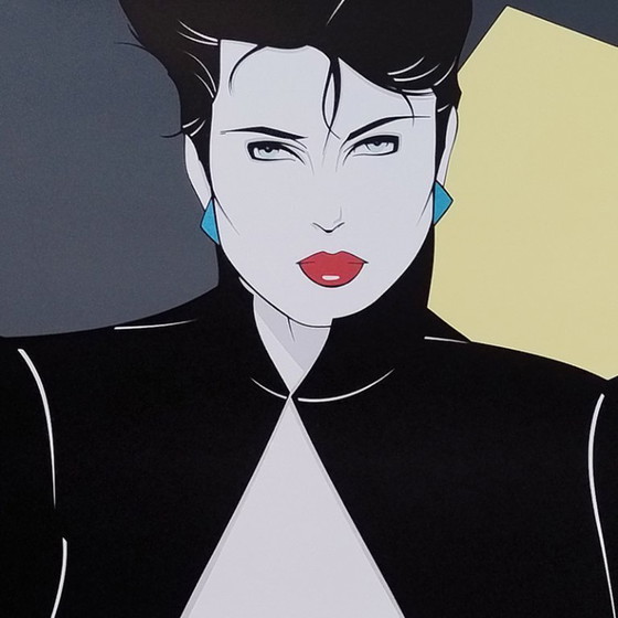 Image 1 of Wunderschönes Original-Kunstposter von Patrick Nagel aus den 1990er Jahren: „Open Jacket“.