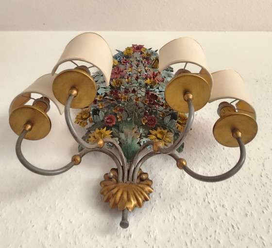 Set di 3 applique da parete CIANI Firenze, dipinte e forgiate a mano, applique fiorentine "Bouquet – Metal (photo 3 of 15)