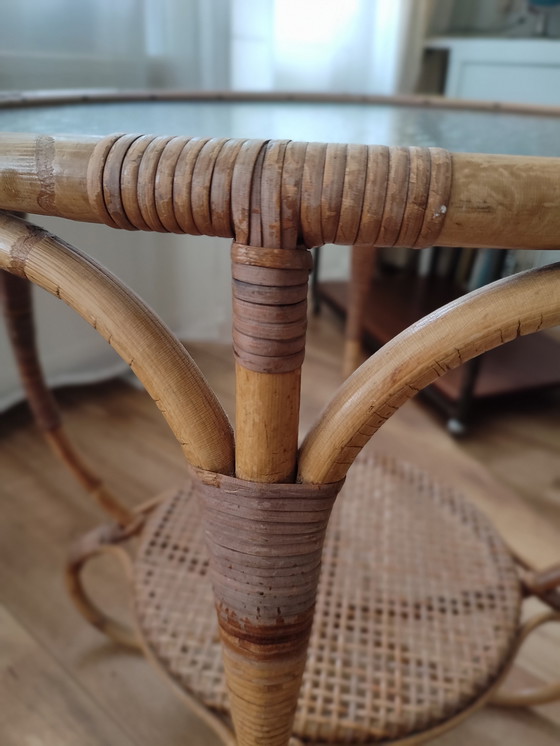 Image 1 of Rattan Table Table Rohe Noordwolde clouded glass