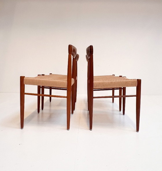 Image 1 of Gereviseerde Set Van 4 Papercord Stoelen Van H. Klein Voor Bramin, 1960's