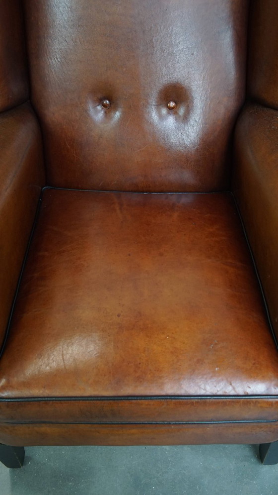 Image 1 of Grote vintage schapenleren oorfauteuil