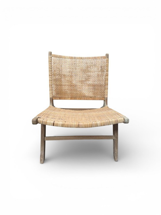 Image 1 of fauteuil de salon en rotin tressé et bois de teck