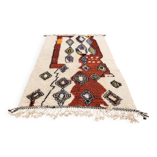 Beni Ouarain Teppich 244x150 cm – Dicke Wolle – Mehrfarbige Berbermuster