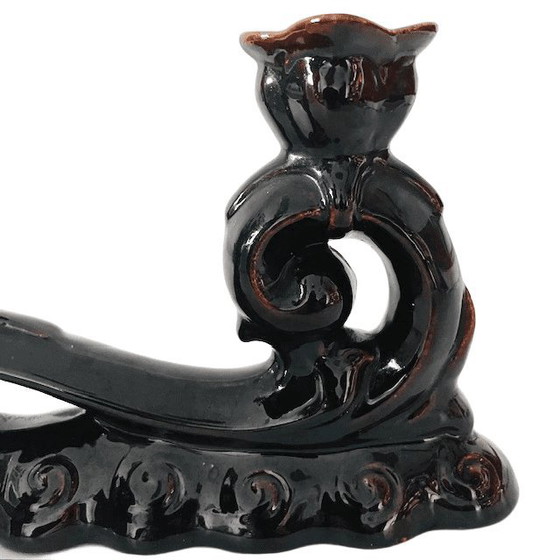 Image 1 of Candeliere vintage in ceramica color cioccolato, anni '50