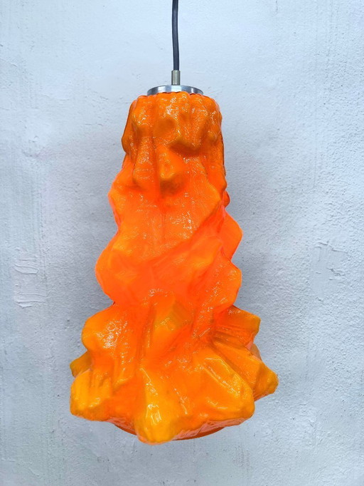  Glass pendant light by Peill&Putzler 70s 80s design model Alaska orange