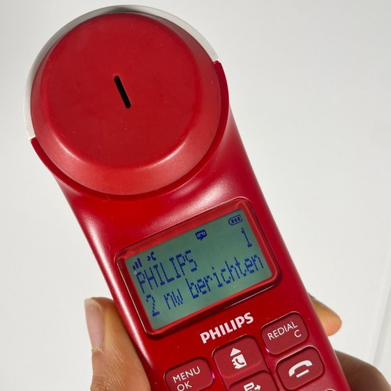 Image 1 of Téléphone sans fil Philips Mira M555 rouge et blanc avec répondeur (2013)