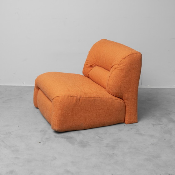 Fauteuil Lounge Vintage en Tissu Orange, Design Modernariato Années 70 – 1970 (photo 6 of 11)