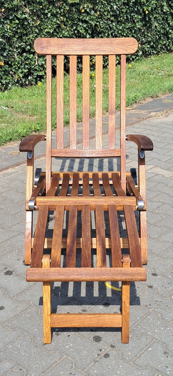 Image 1 of Sedia a sdraio tradizionale Victoria in teak con ruote, pieghevole