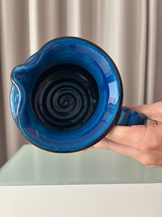 Pichet en Céramique Vintage Bitossi Rimini Blue, Design Italien Mid-Century, Vases, Bleu (photo 4 sur 11)