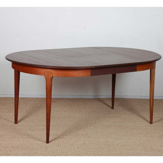 Image 1 of Extendable round teak dining table, Scandinavian design, 1960