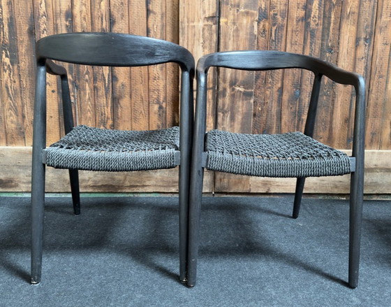 Image 1 of 4 X Castle Line ANAIS armstoel teak ebony, zwarte weving