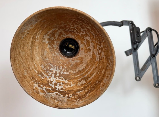 Image 1 of Grijze industriële wandlamp met flexibele arm van Elektroinstala, jaren 60.