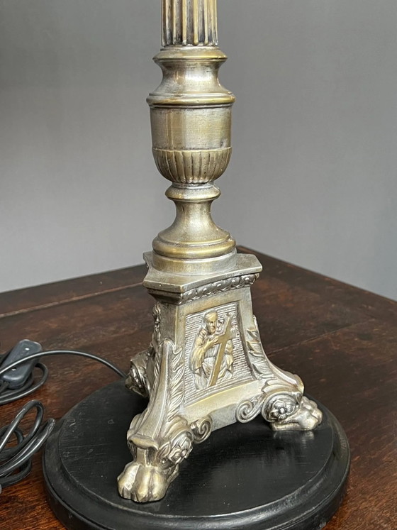 Pair of lamps. Solid silver-plated bronze. – Table lamps (photo 4 of 6)