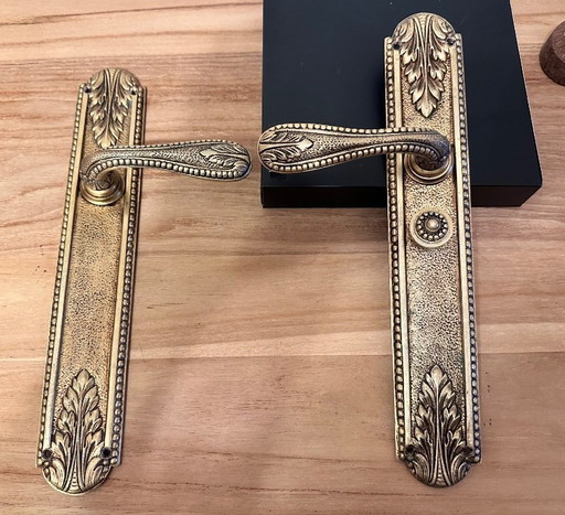 Hand made brass door handles