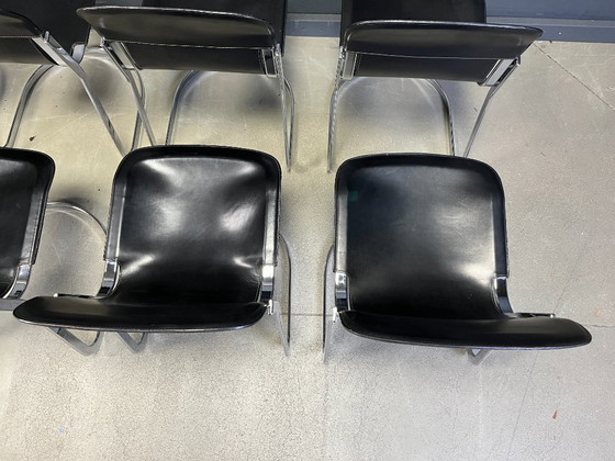 Image 1 of Vintage eetkamerstoelen van Willy Rizzo voor Cidue, set van 8, jaren 70