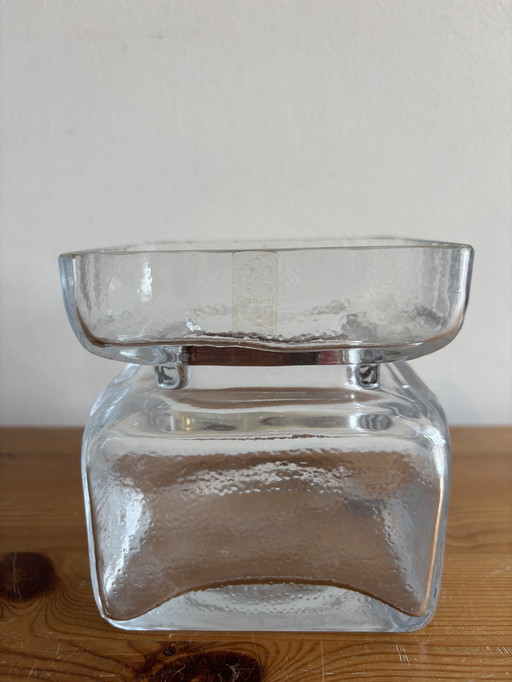 Vase vintage en verre finlandais Riihimäen Lasi