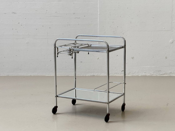 Image 1 of French Art Deco bar trolley with removable oil lamps, 1940s