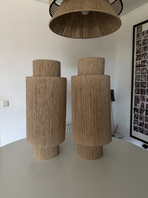 Jute wicker pendant lamps