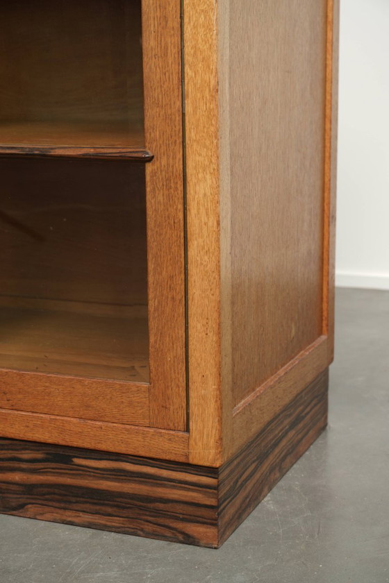 Very nice subtle Dutch oak Amsterdam School cabinet/ Art Deco cabinet with glass doors and beautiful details (photo 12 of 12)