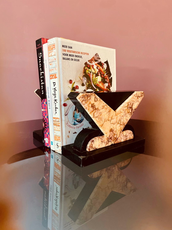 Image 1 of Juego de sujetalibros de mármol Art Déco