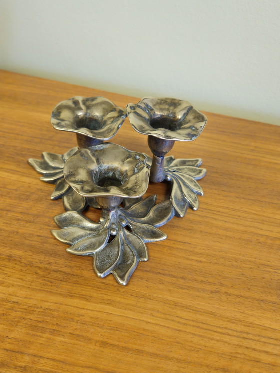 Image 1 of Bougeoir Vintage en laiton Art Nouveau Candlestick