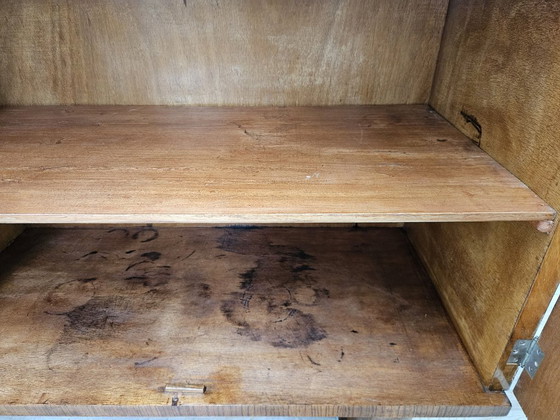 Image 1 of Art Deco dressoir van walnoot en wortelhout met aluminium onderstel, 1940