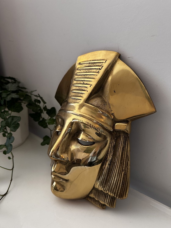 Image 1 of Maschera in ottone vintage del faraone