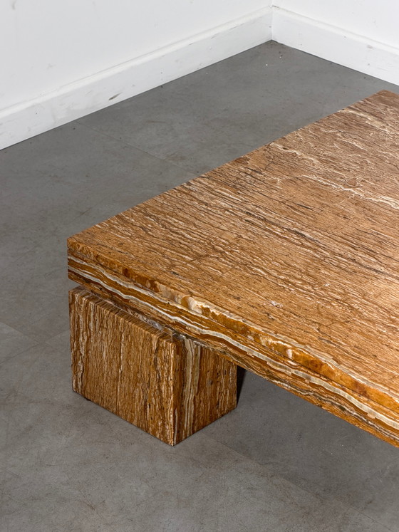 Structural Travertine Rosso Coffee Table – Brutalist Design (photo 7 of 9)