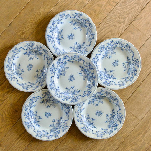 19th century Sarreguemines "Epine" ironstone plates (6AC)