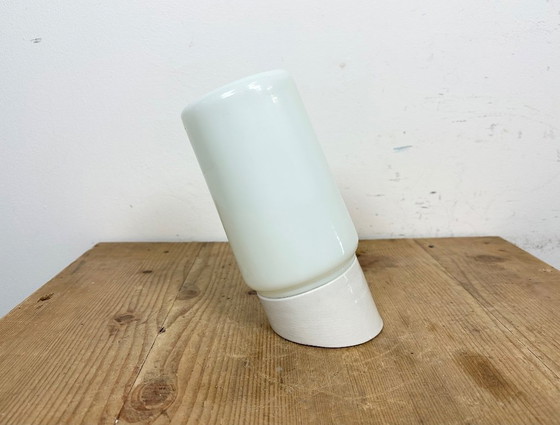Image 1 of Vintage White Porcelain Wall Light with Milk Glass, 1970s