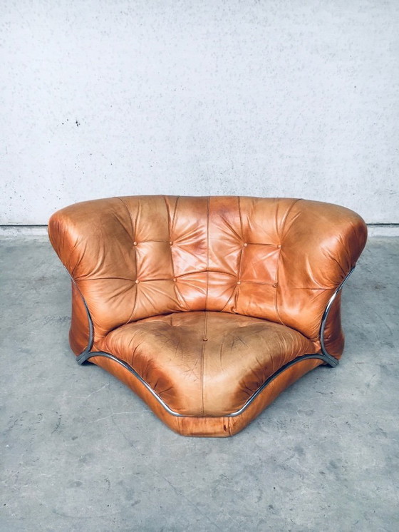 Image 1 of Midcentury Modern Italian Design 'COROLLA' Leather Sectional Sofa by I.P.E. Italy 1970's